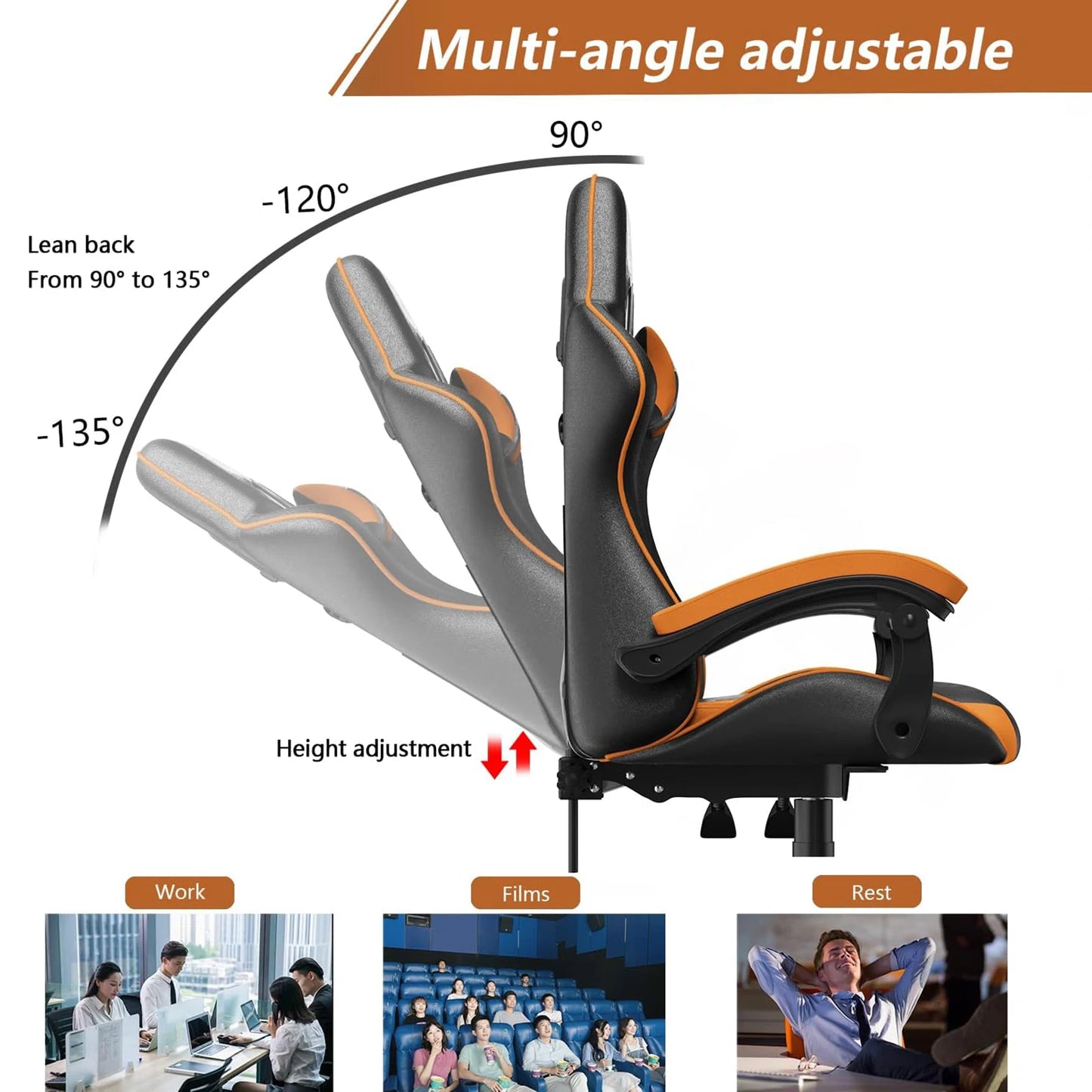 Gaming Chair Office Chair Ergonomic PU Leather Computer Desk Chair with Headrest and Lumbar Support Game Chairs Racing Chair