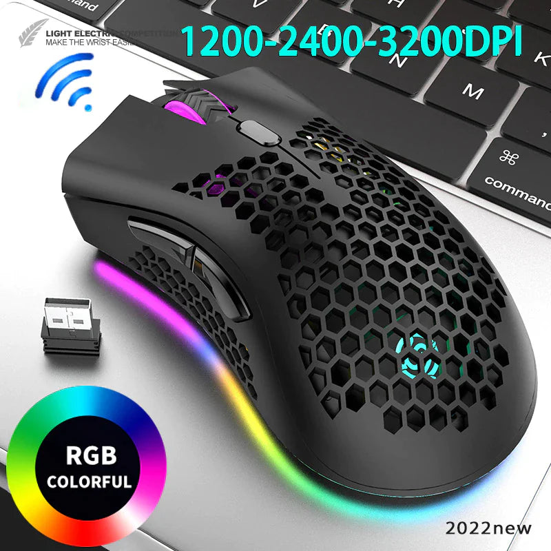 Wireless Mouse Gaming Rechargeable Optical Mouse Cordless 7 Color LED Backlit PC