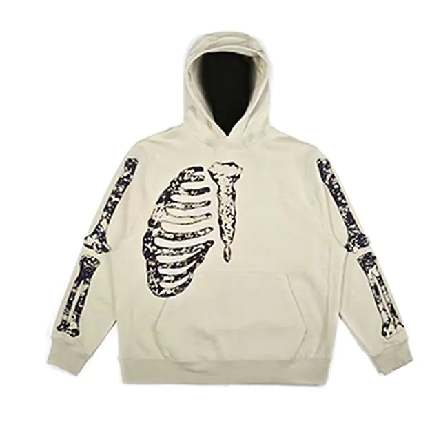 Men's Hip Hop Goth Skull Print Long Sleeve Oversized Hoodies