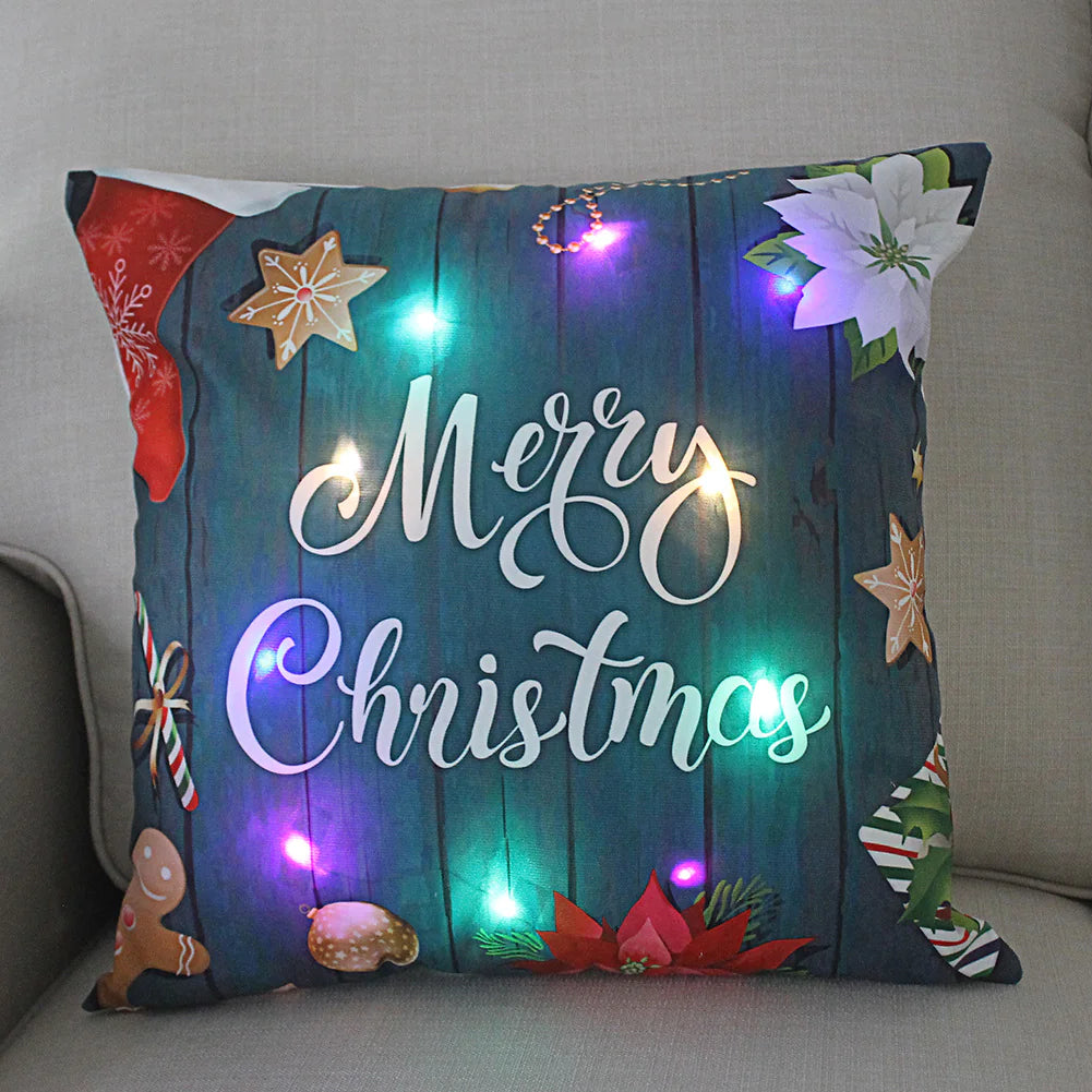 Super Soft Plush Christmas LED Lantern Pillowcase