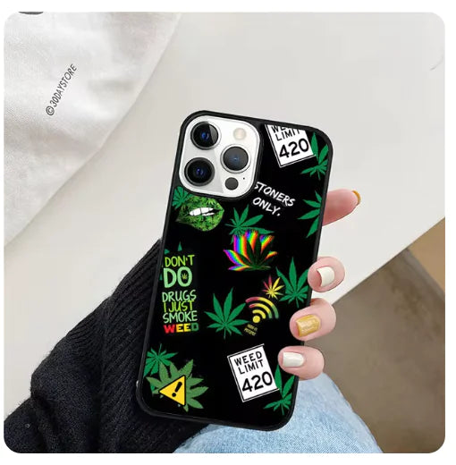 Funny 420 Weed Phone Case for iPhone 6-15 Series