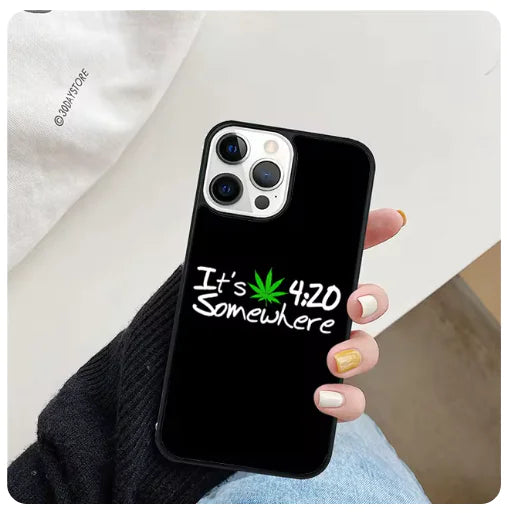 Funny 420 Weed Phone Case for iPhone 6-15 Series