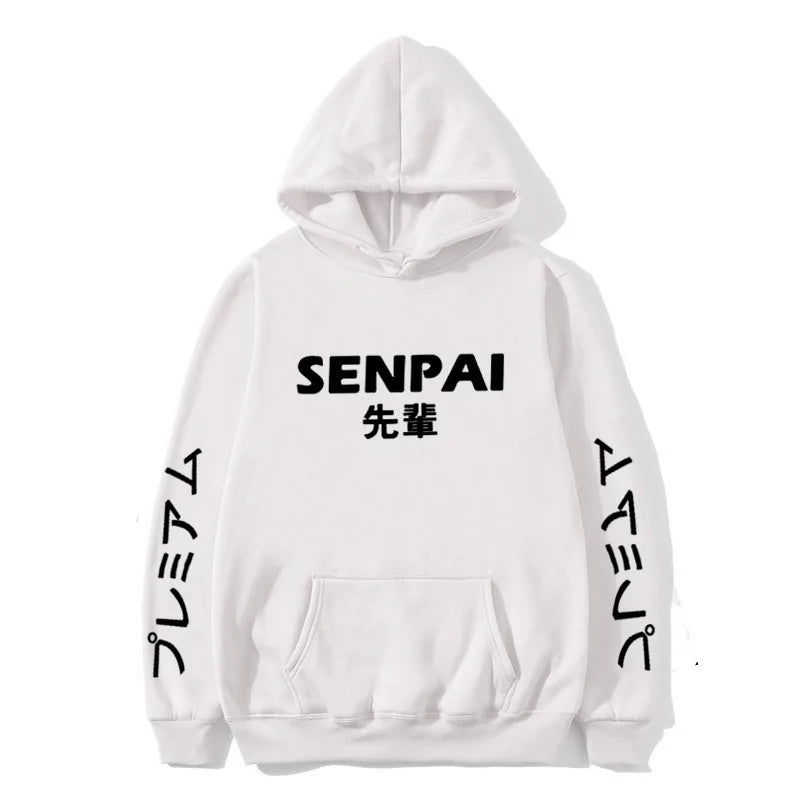 Winter Anime Senpai Print Fleece Hoodies