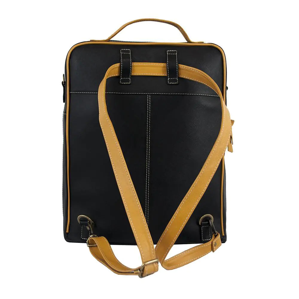 Augusta Leather Backpack-Black/Goldenrod