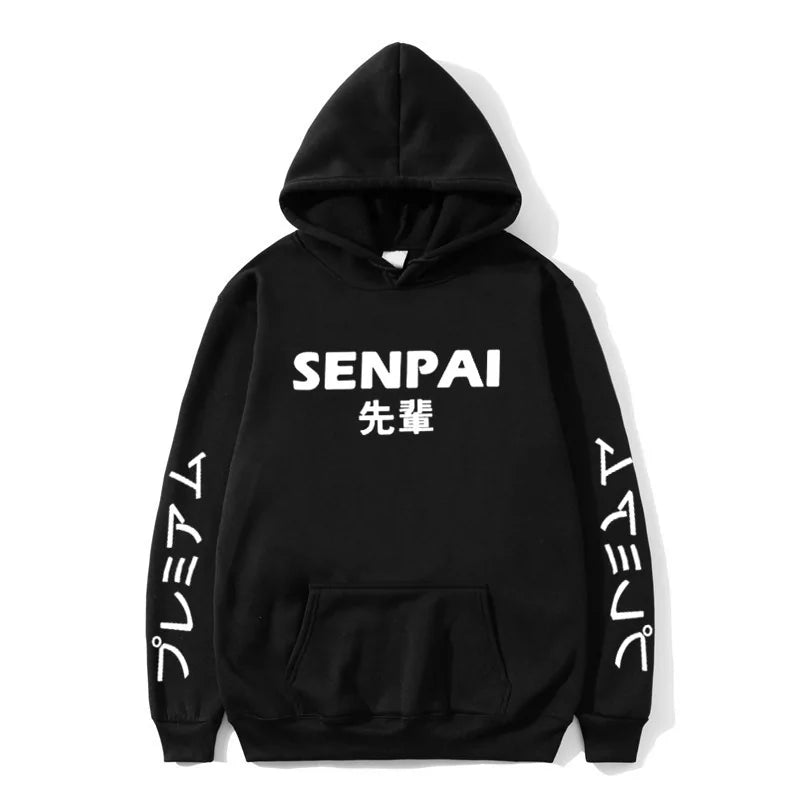 Winter Anime Senpai Print Fleece Hoodies