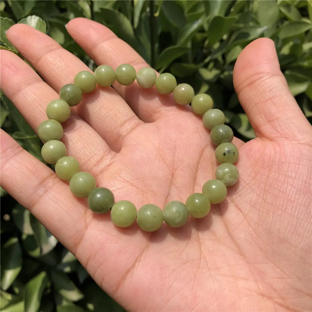 1 Pc Fengbaowu Natural Stone Green Jade Serpentine Bracelet