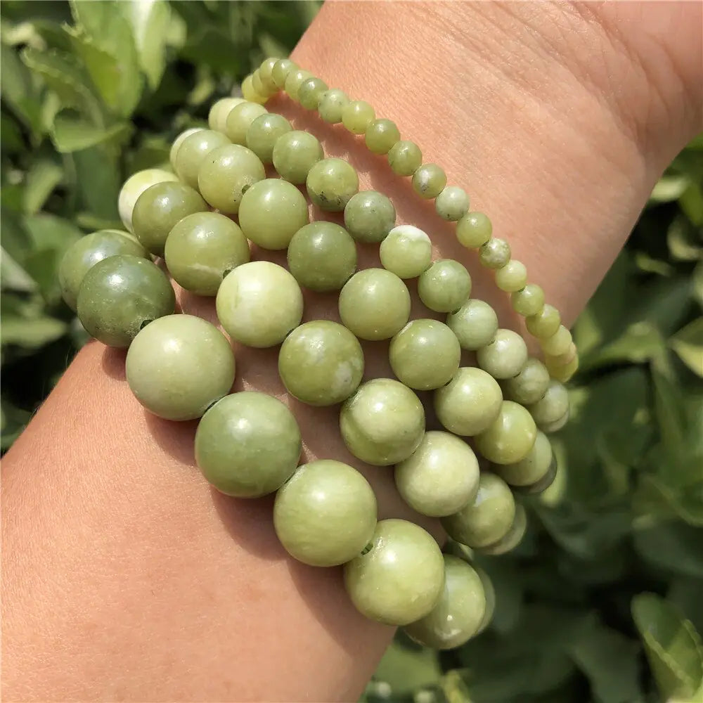 1 Pc Fengbaowu Natural Stone Green Jade Serpentine Bracelet