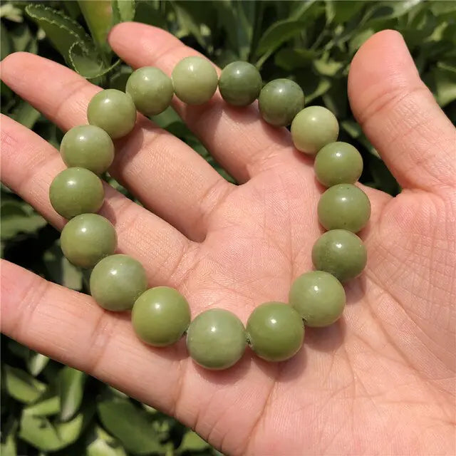 1 Pc Fengbaowu Natural Stone Green Jade Serpentine Bracelet