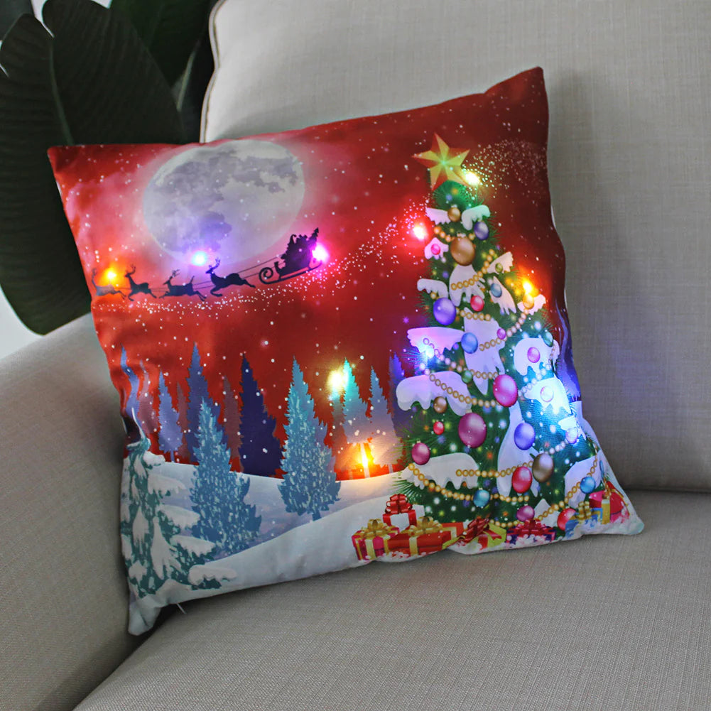 Super Soft Plush Christmas LED Lantern Pillowcase