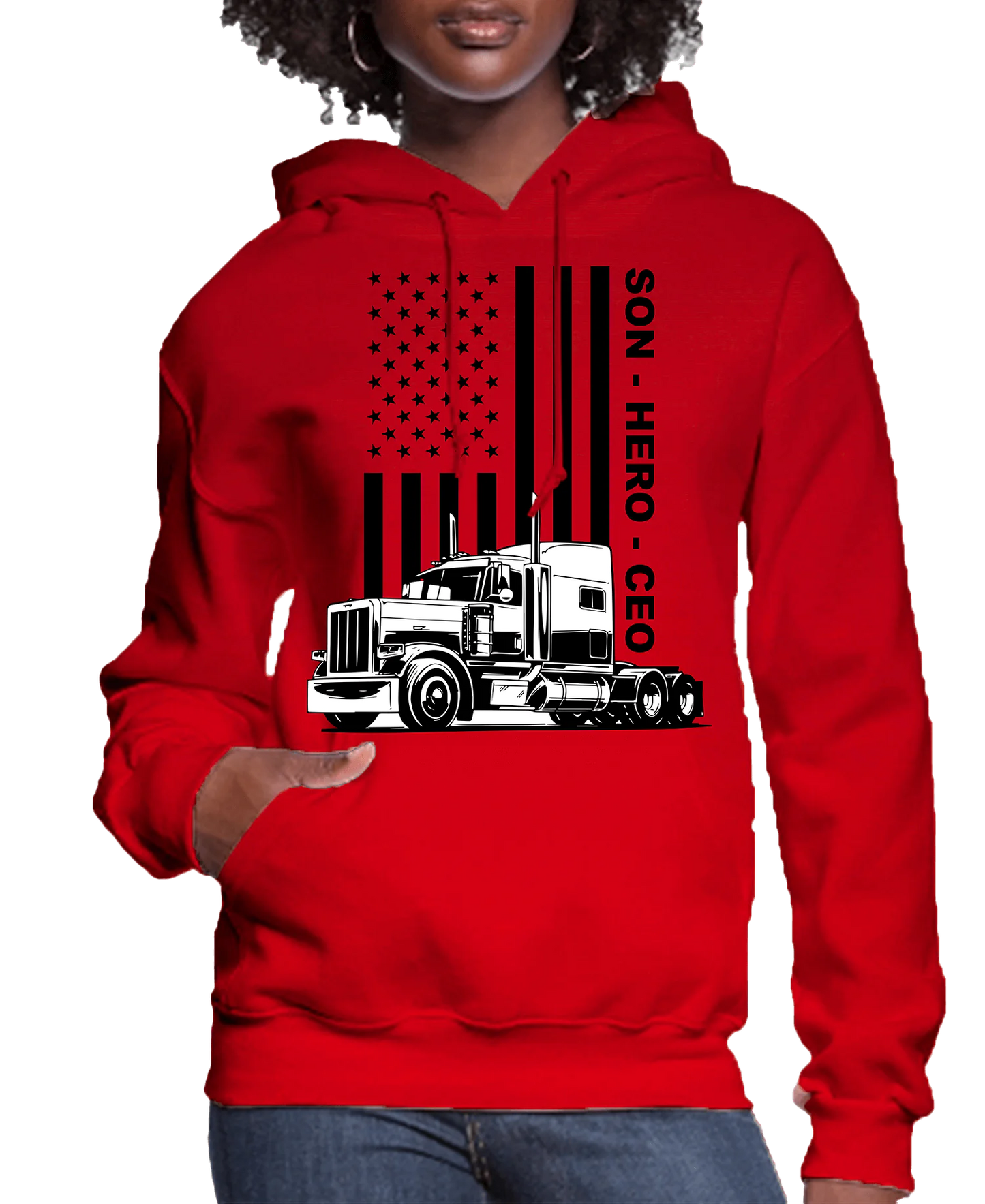 USA Trucker, Son, Hero, CEO Women’s Hoodie