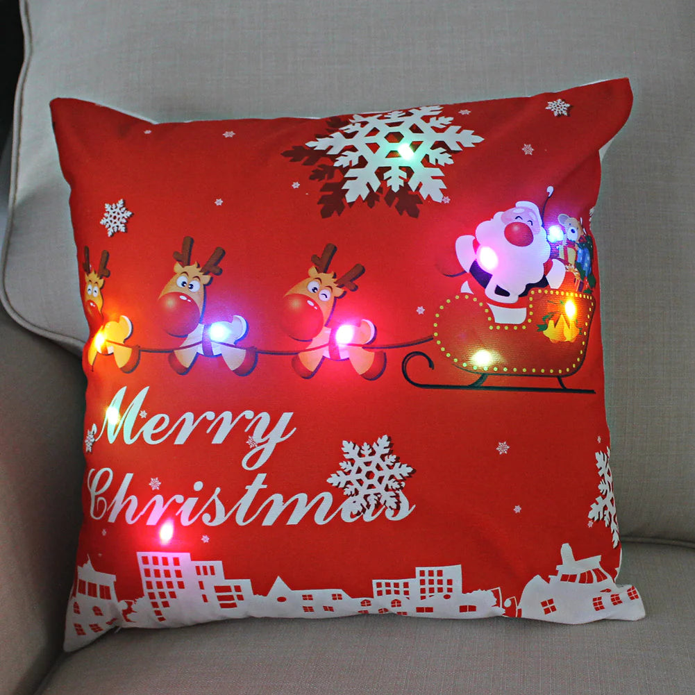 Super Soft Plush Christmas LED Lantern Pillowcase