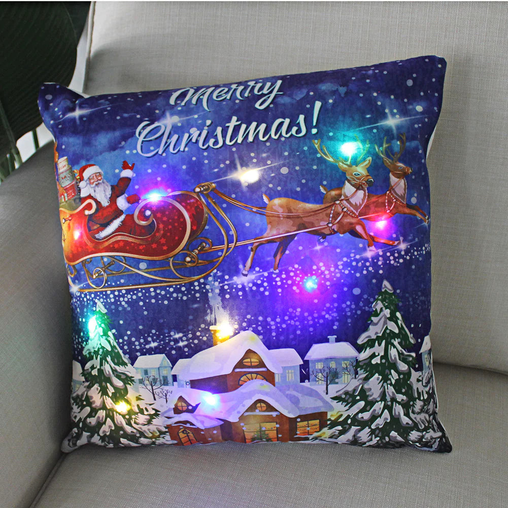 Super Soft Plush Christmas LED Lantern Pillowcase