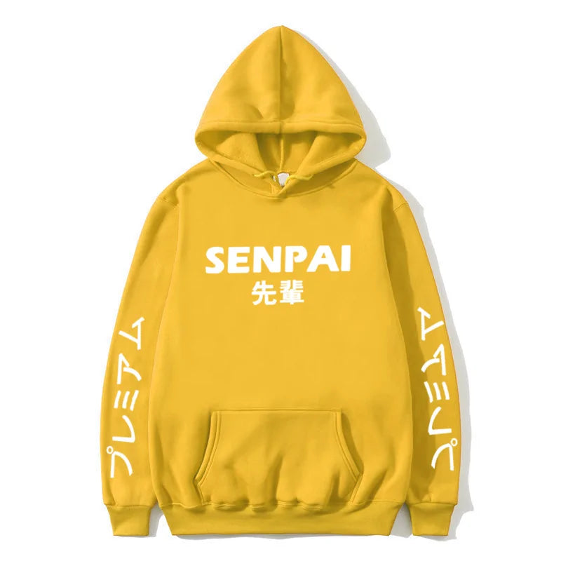 Winter Anime Senpai Print Fleece Hoodies