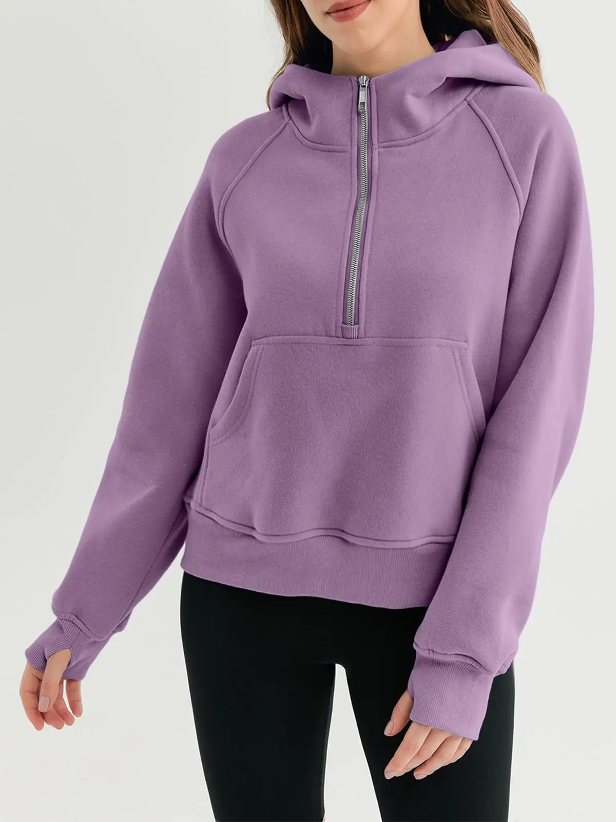 AUTOMET Womens Hoodies Half Zip Sweatshirts Fleece Jackets Tops Oversized Pullover Fall Outfits 2024 Winter Fashion Clothes Small Purple