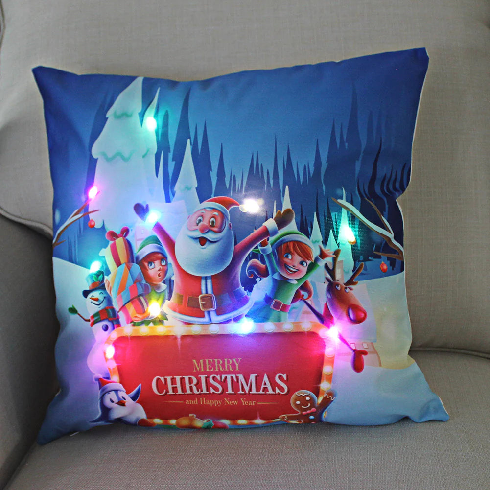 Super Soft Plush Christmas LED Lantern Pillowcase