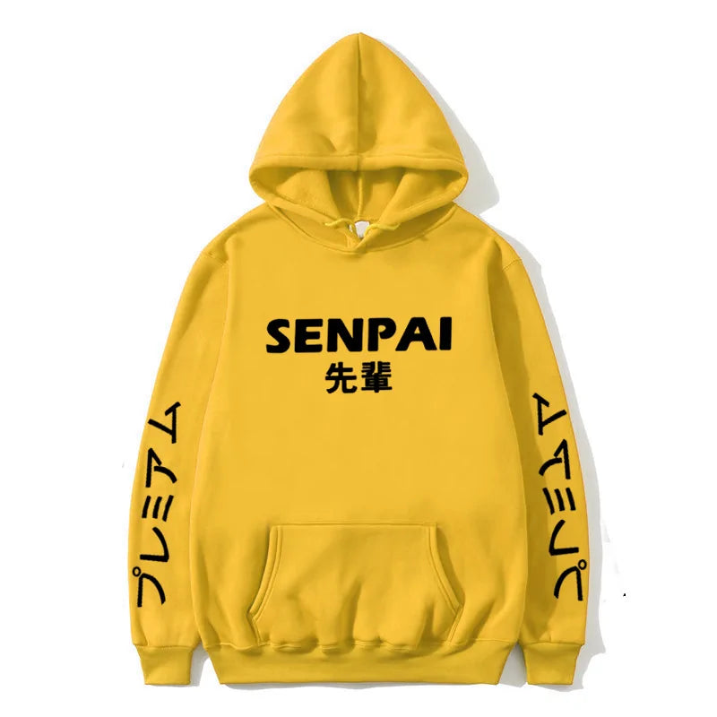 Winter Anime Senpai Print Fleece Hoodies