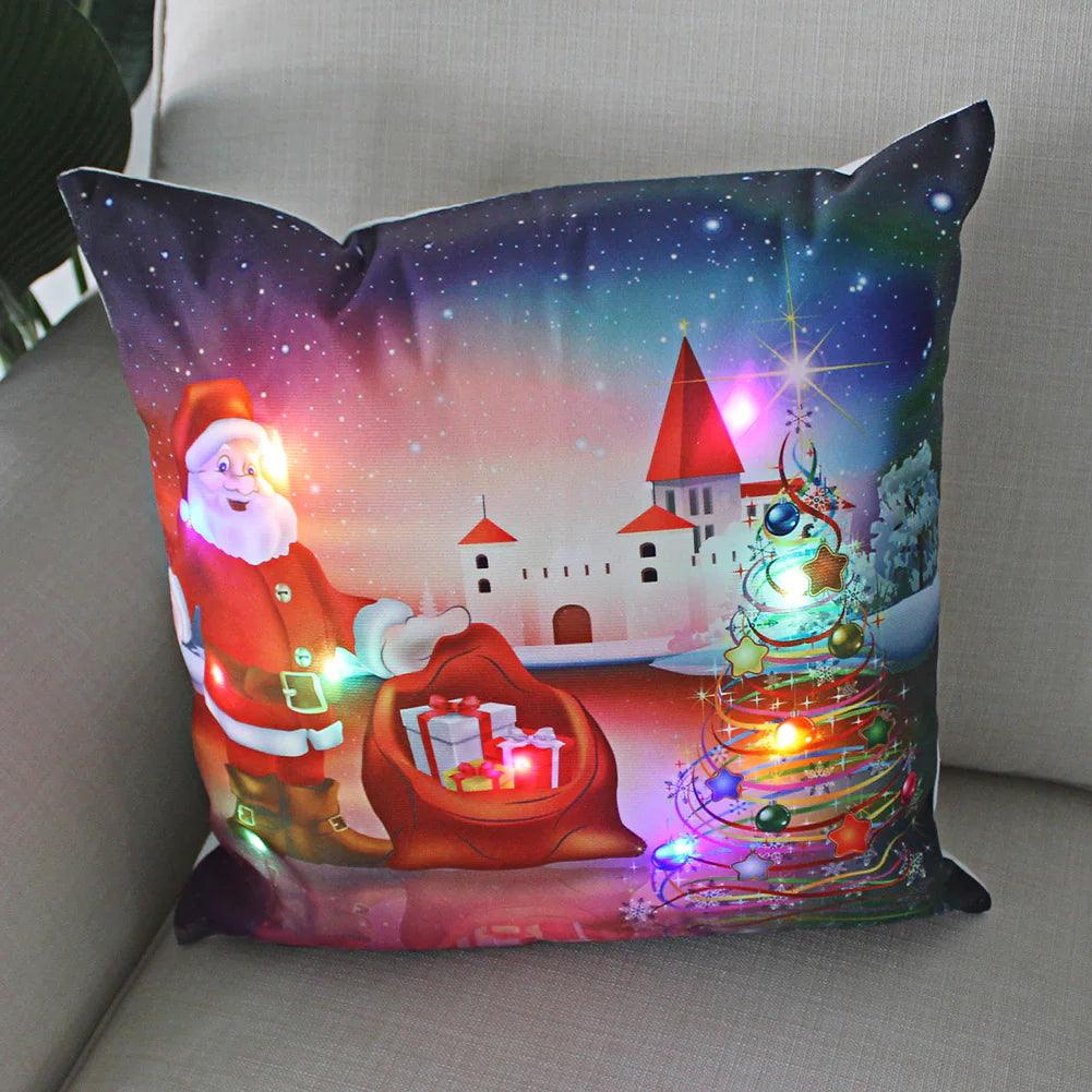 Super Soft Plush Christmas LED Lantern Pillowcase