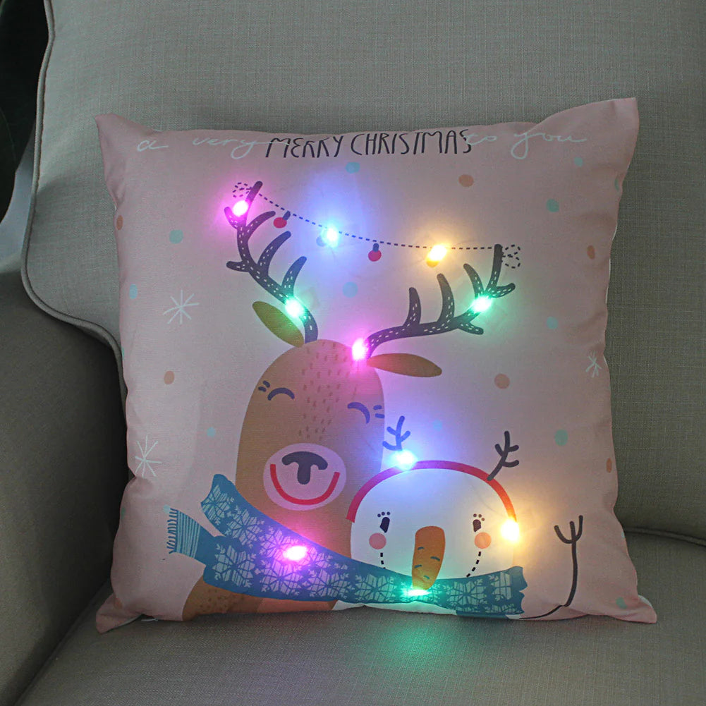 Super Soft Plush Christmas LED Lantern Pillowcase