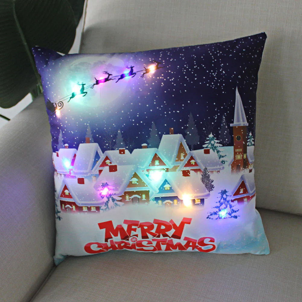 Super Soft Plush Christmas LED Lantern Pillowcase